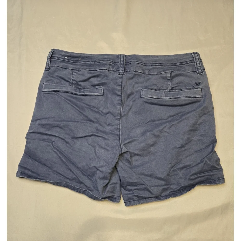 American Eagle Stretch Midi Chino Shorts Women's Size 2 Blue‎ Cotton 5